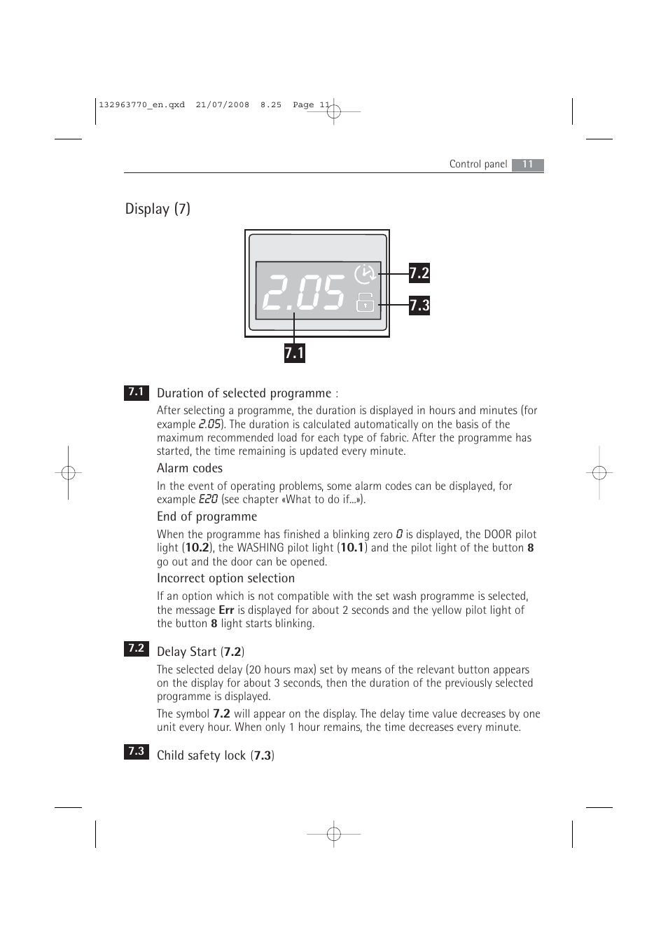 Display (7) | Electrolux 63742 VI User Manual | Page 11 / 48
