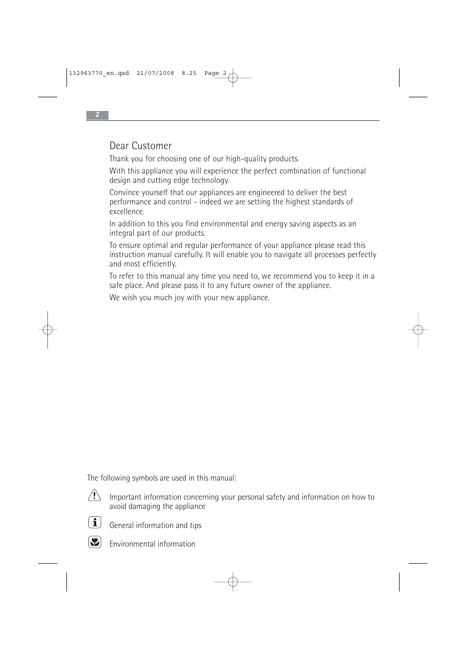 Dear customer | Electrolux 63742 VI User Manual | Page 2 / 48