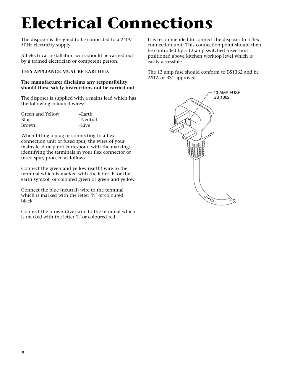 Electrical connections | Electrolux WDU4100 User Manual | Page 7 / 12