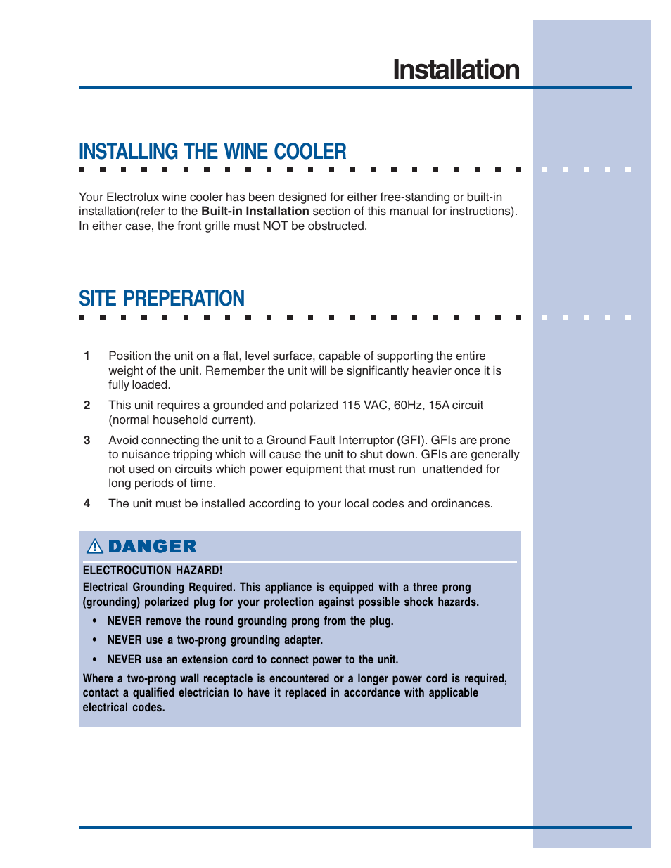 Electrolux Wine Cooler User Manual | 7 pages
