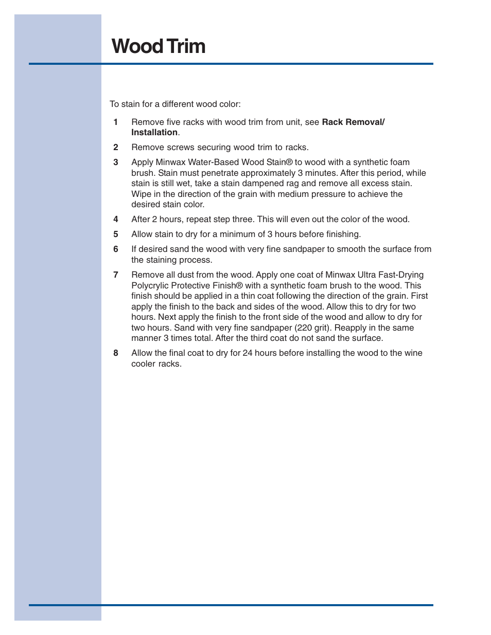 Wood trim | Electrolux Wine Cooler User Manual | Page 4 / 7