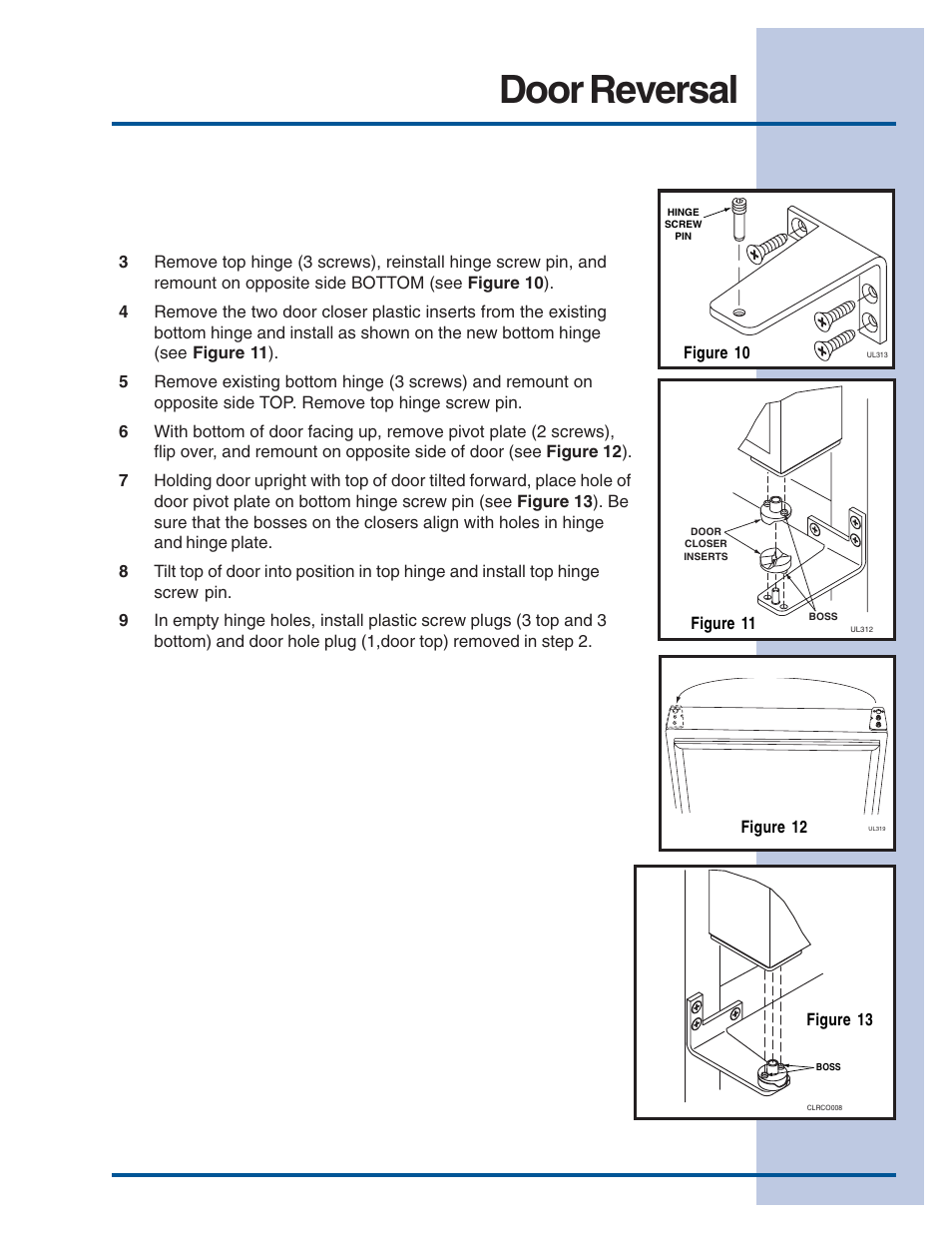 Door reversal | Electrolux Wine Cooler User Manual | Page 7 / 7