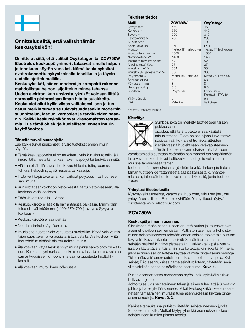 Zcv750w | Electrolux ZCV750W User Manual | Page 17 / 40