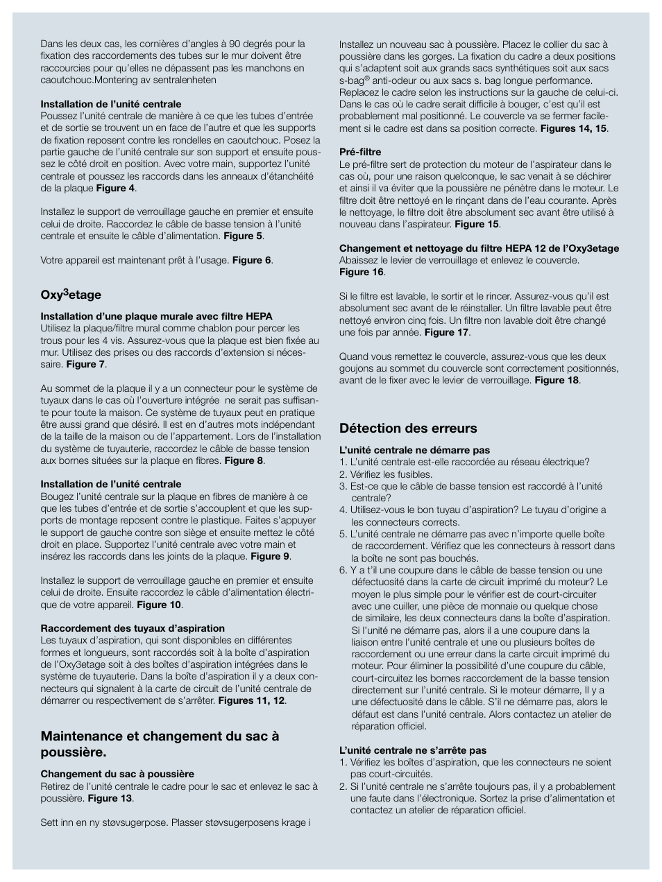 Détection des erreurs, Maintenance et changement du sac à poussière | Electrolux ZCV750W User Manual | Page 25 / 40