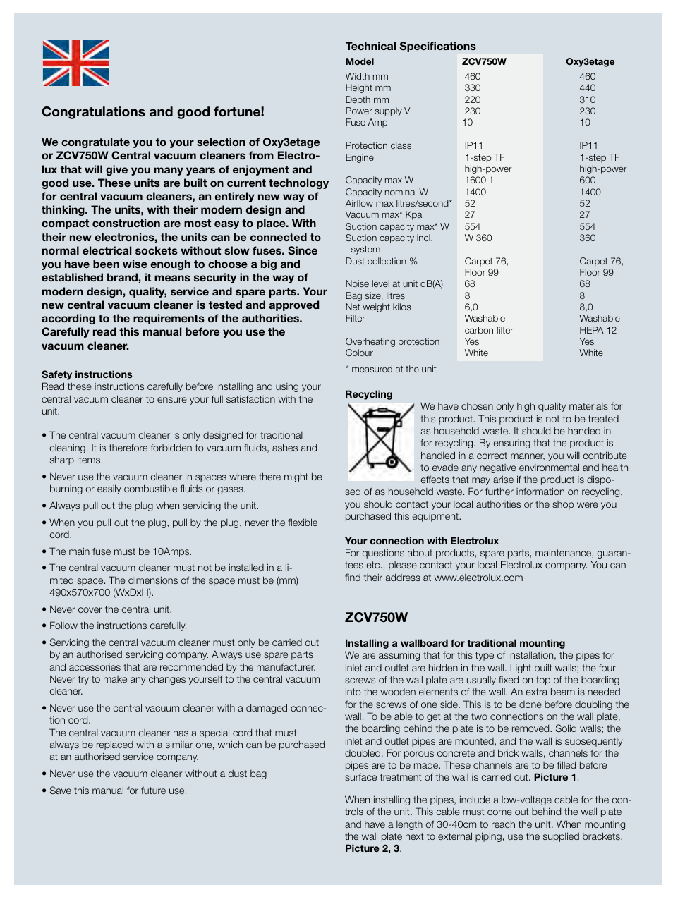 Zcv750w | Electrolux ZCV750W User Manual | Page 3 / 40