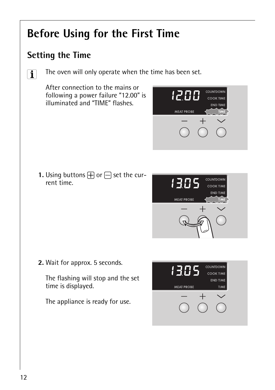Before using for the first time, Setting the time | Electrolux COMPETENCE B8100-1 User Manual | Page 12 / 72