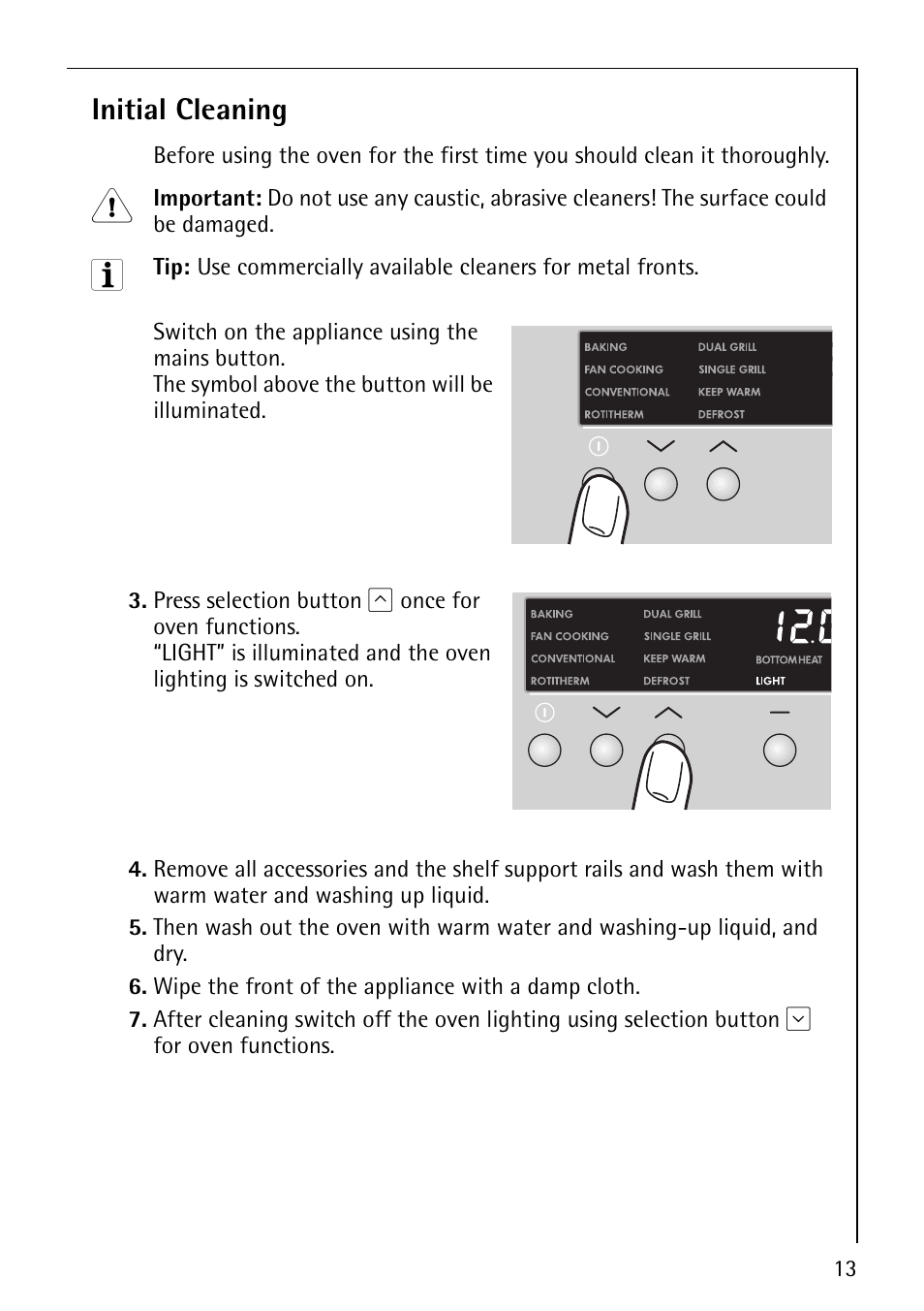 Initial cleaning | Electrolux COMPETENCE B8100-1 User Manual | Page 13 / 72