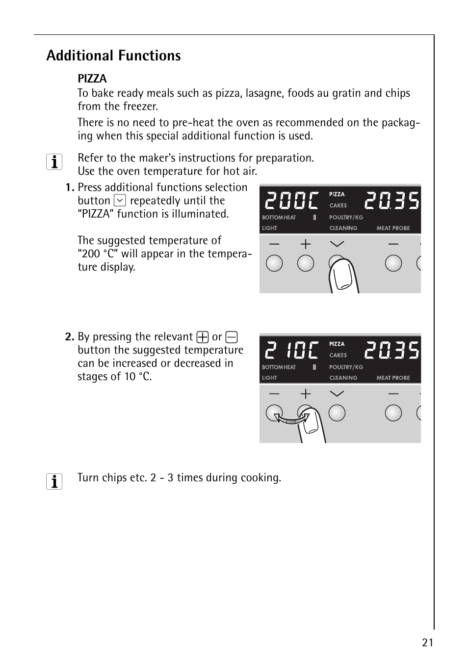 Additional functions | Electrolux COMPETENCE B8100-1 User Manual | Page 21 / 72