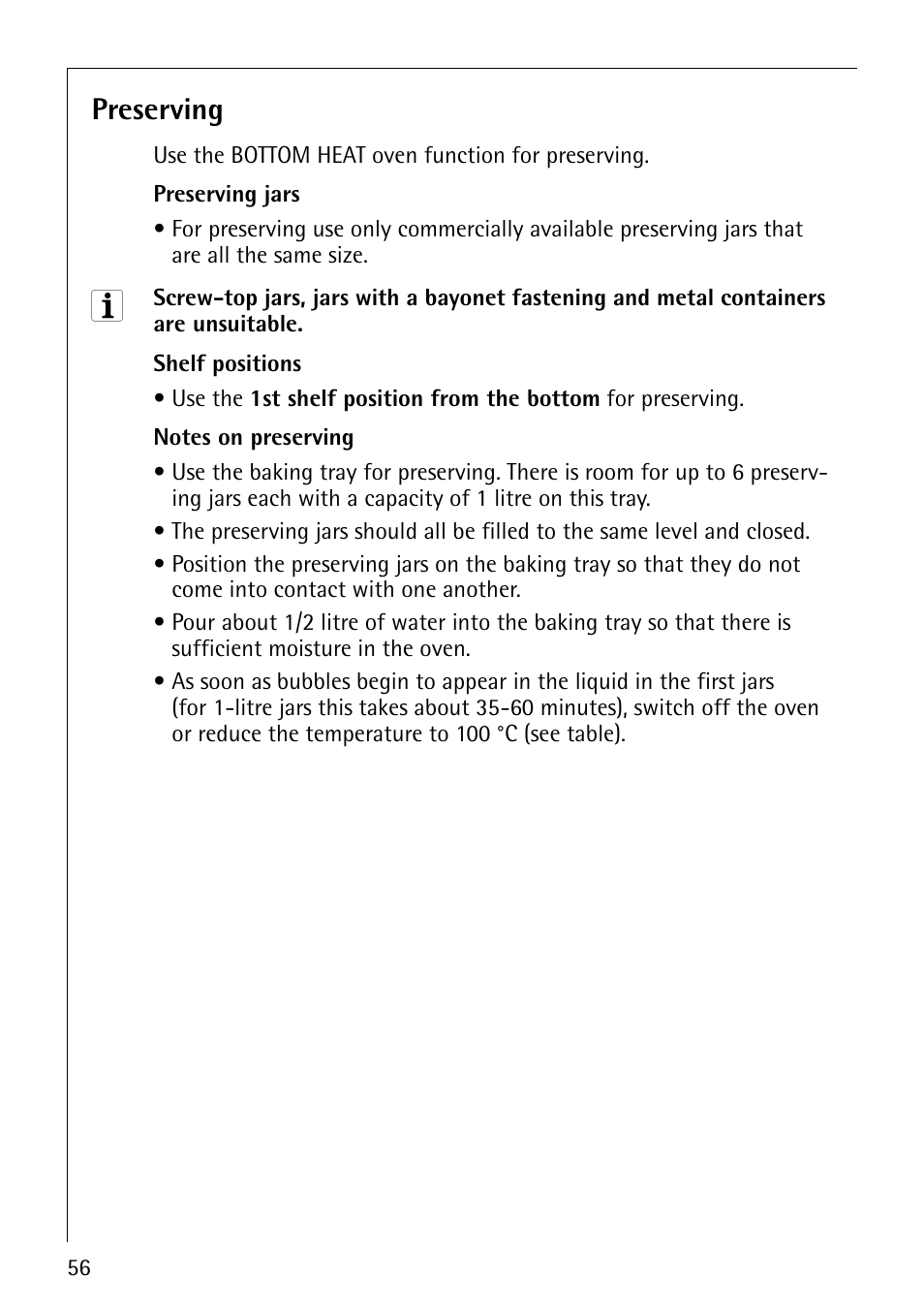 Preserving | Electrolux COMPETENCE B8100-1 User Manual | Page 56 / 72