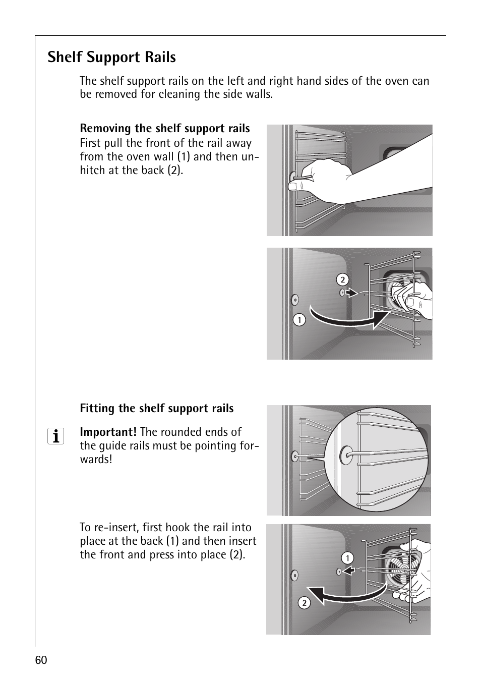 Shelf support rails | Electrolux COMPETENCE B8100-1 User Manual | Page 60 / 72