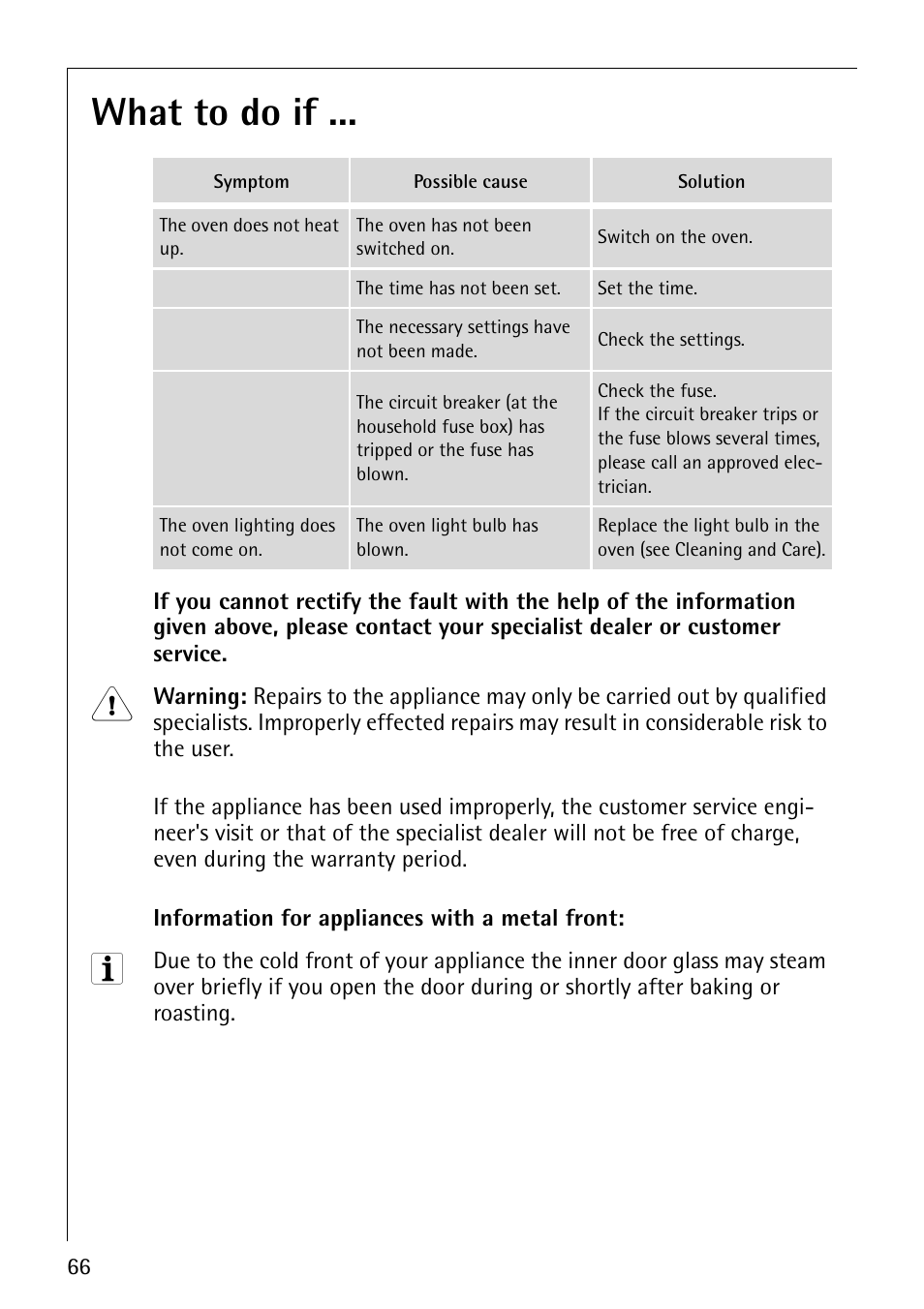 What to do if | Electrolux COMPETENCE B8100-1 User Manual | Page 66 / 72