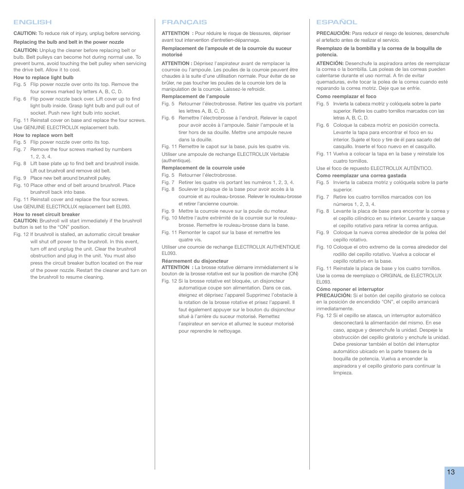 Electrolux CANISTER User Manual | Page 13 / 16