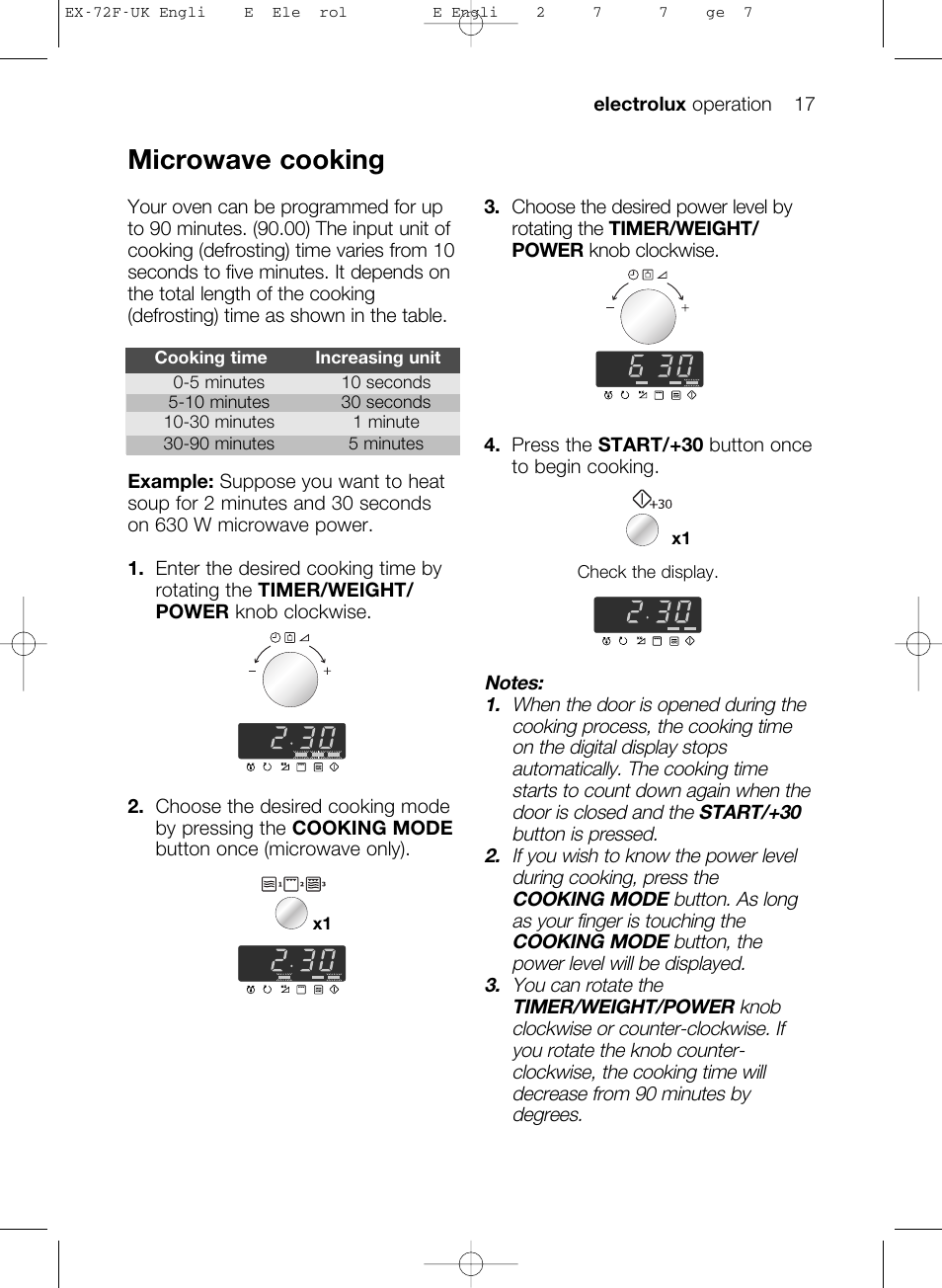 Microwave cooking | Electrolux EMS26405 User Manual | Page 17 / 52