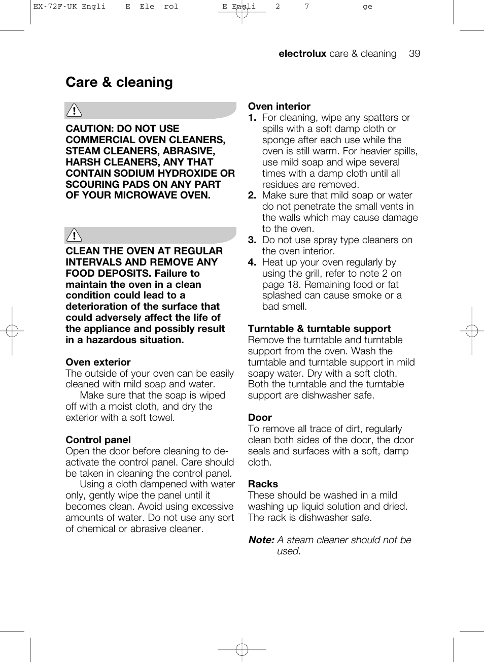 Care & cleaning | Electrolux EMS26405 User Manual | Page 39 / 52