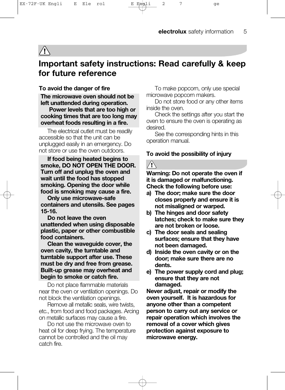 New electrolux_mg base_english.pdf | Electrolux EMS26405 User Manual | Page 5 / 52