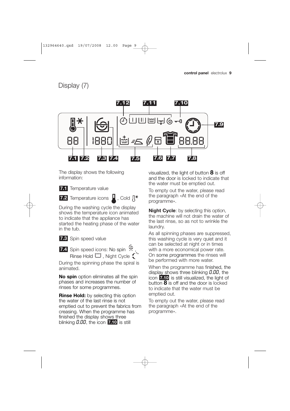 Display (7) | Electrolux EWG 14750 W User Manual | Page 9 / 44