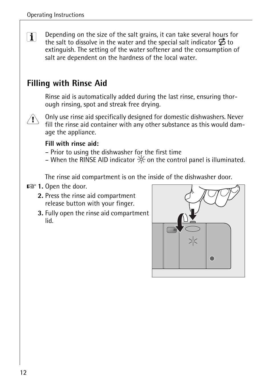 Filling with rinse aid | Electrolux 50760 i User Manual | Page 12 / 40