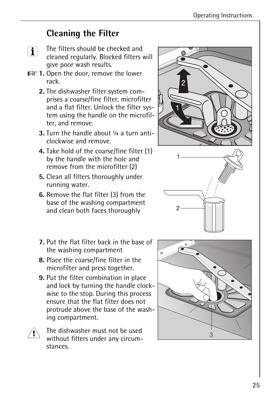 Cleaning the filter | Electrolux 50760 i User Manual | Page 25 / 40