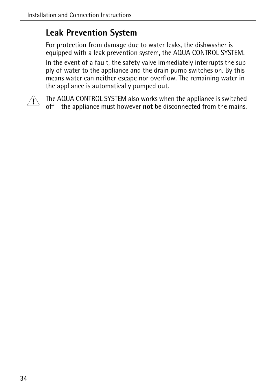 Leak prevention system | Electrolux 50760 i User Manual | Page 34 / 40