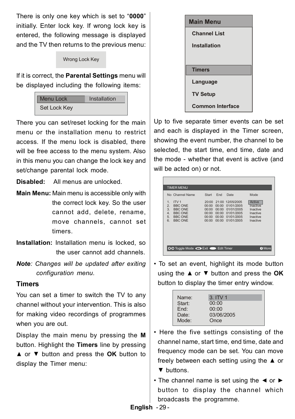 Timers | Electrolux ETV45000X User Manual | Page 30 / 52