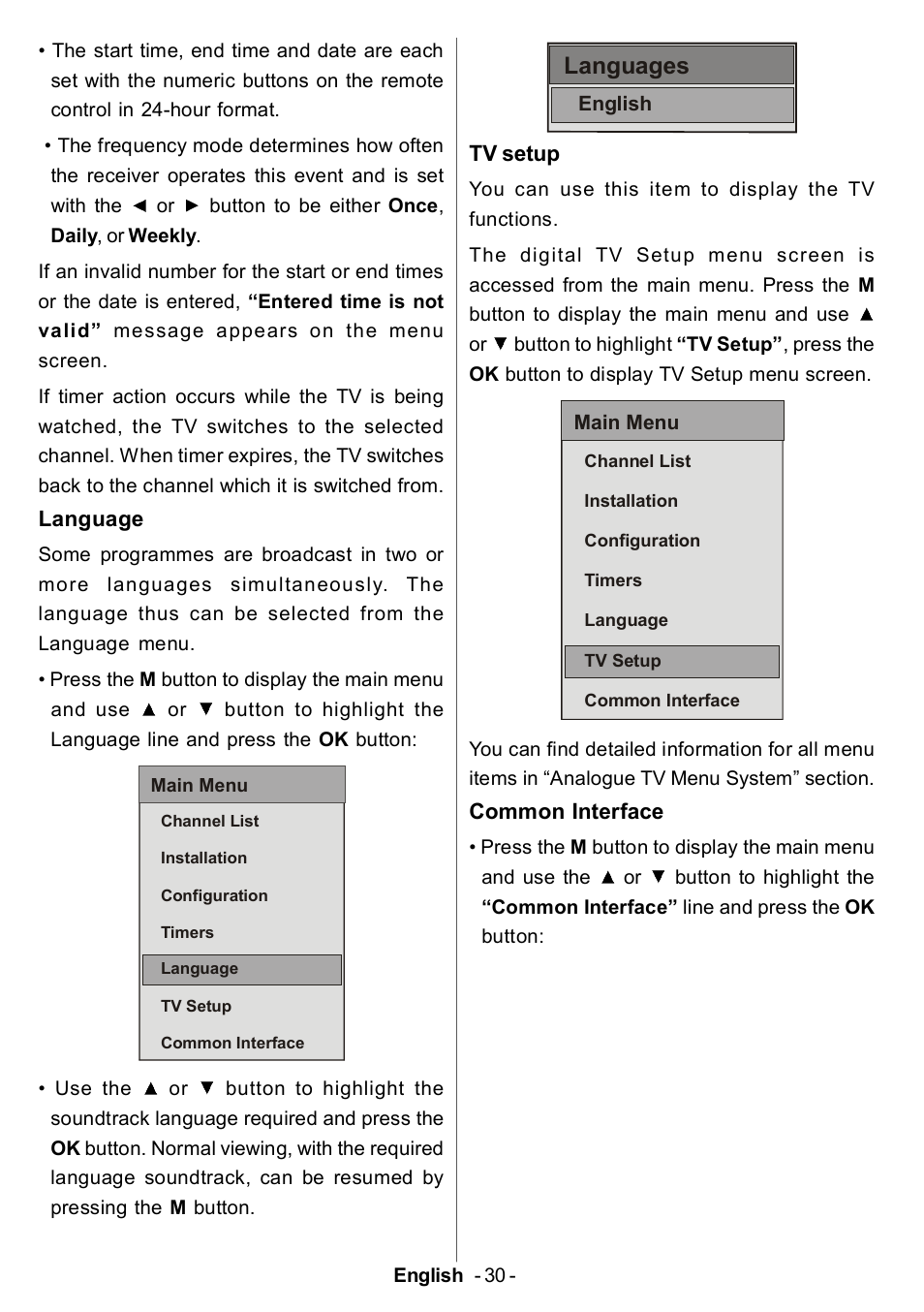 Languages | Electrolux ETV45000X User Manual | Page 31 / 52