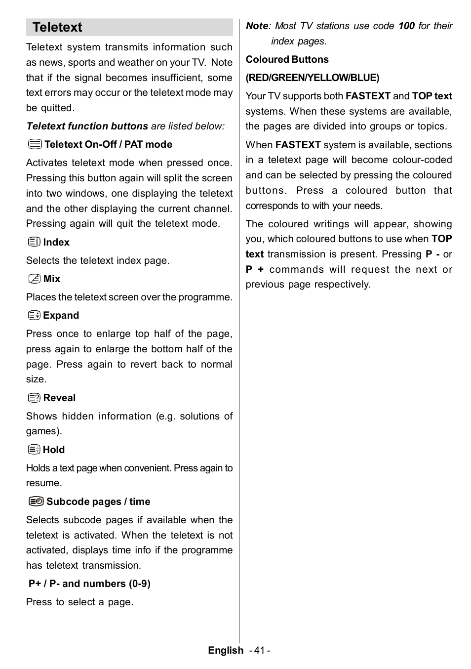 Teletext | Electrolux ETV45000X User Manual | Page 42 / 52