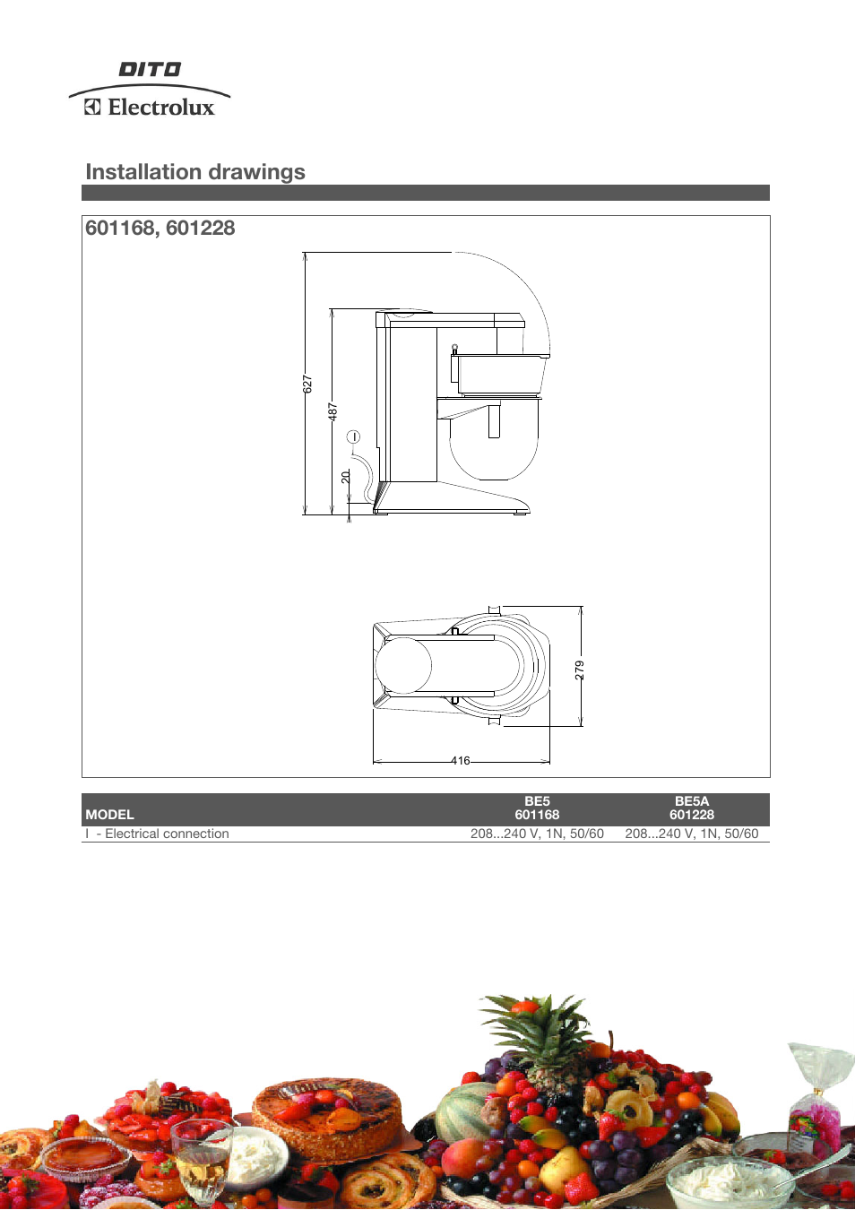 Installation drawings | Electrolux BE5A User Manual | Page 3 / 4