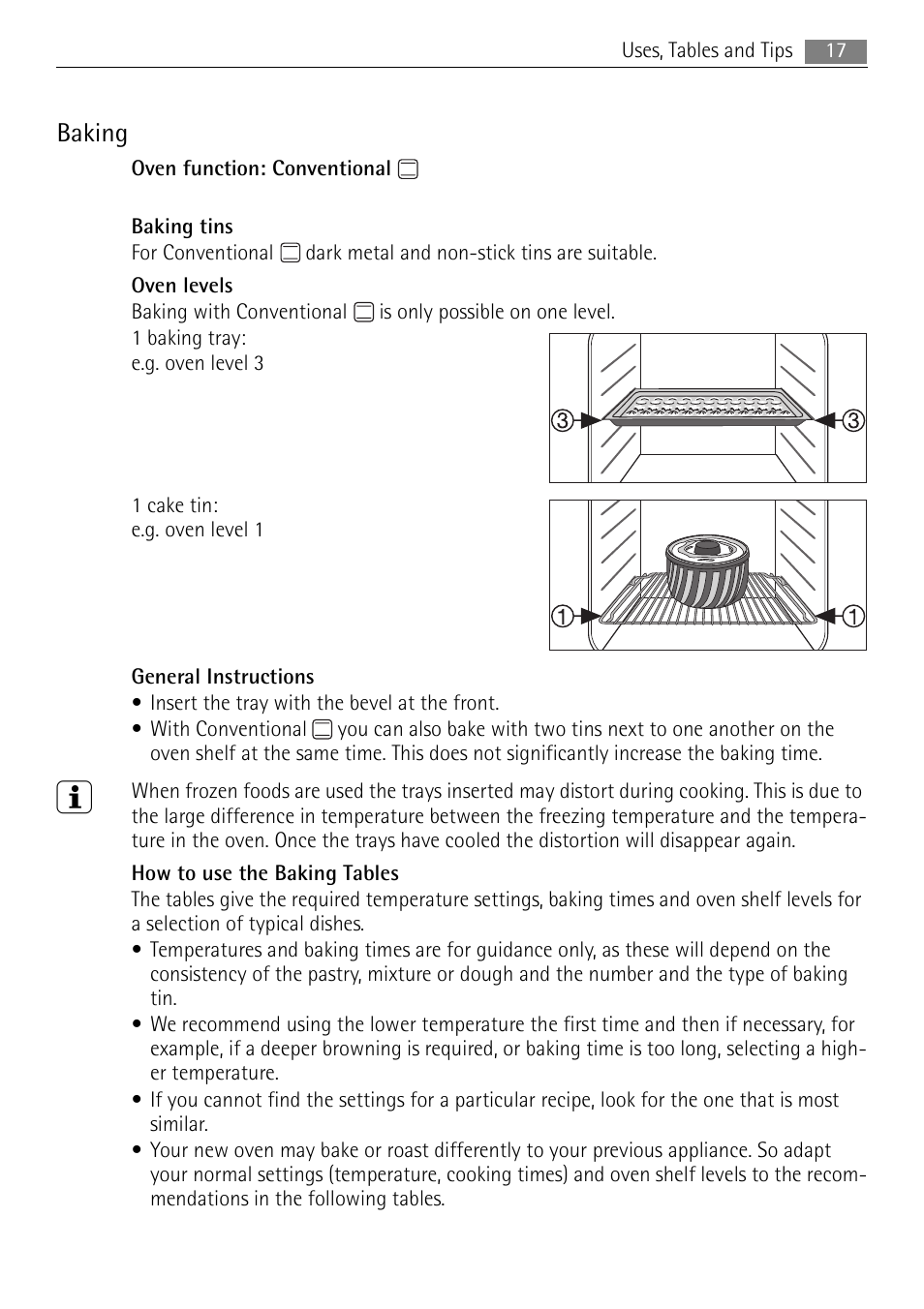 Baking | Electrolux E1101-5 User Manual | Page 17 / 40