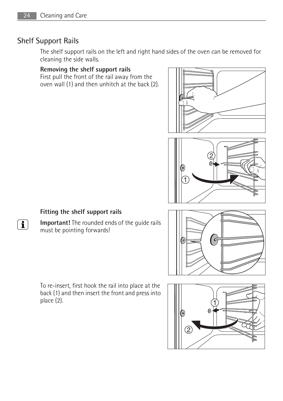Shelf support rails | Electrolux E1101-5 User Manual | Page 24 / 40