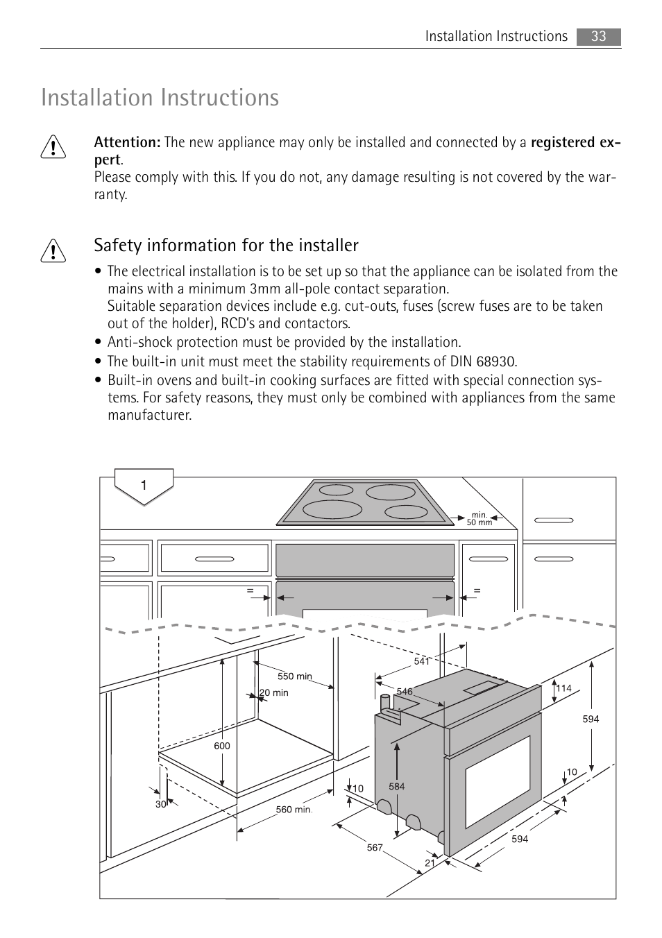 Installation instructions | Electrolux E1101-5 User Manual | Page 33 / 40