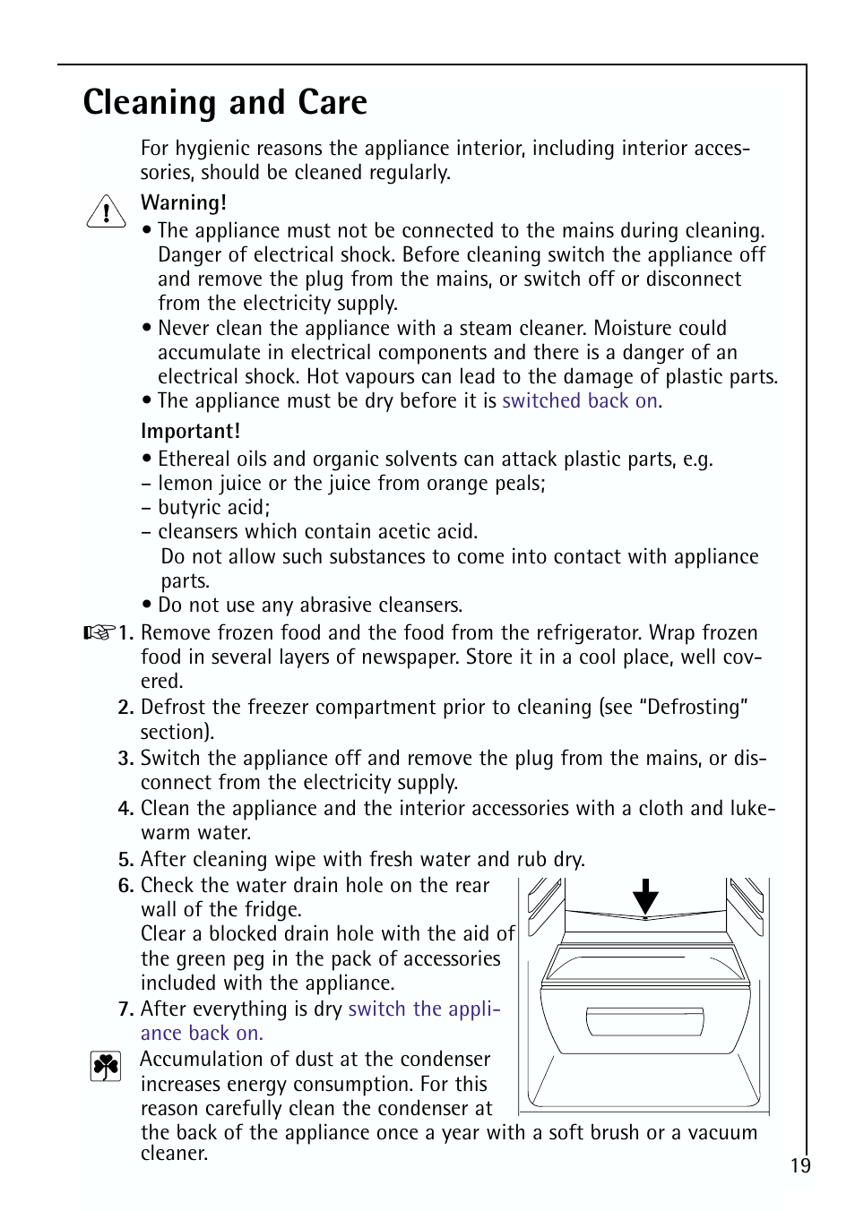 Cleaning and care | Electrolux 64150 TK User Manual | Page 19 / 28