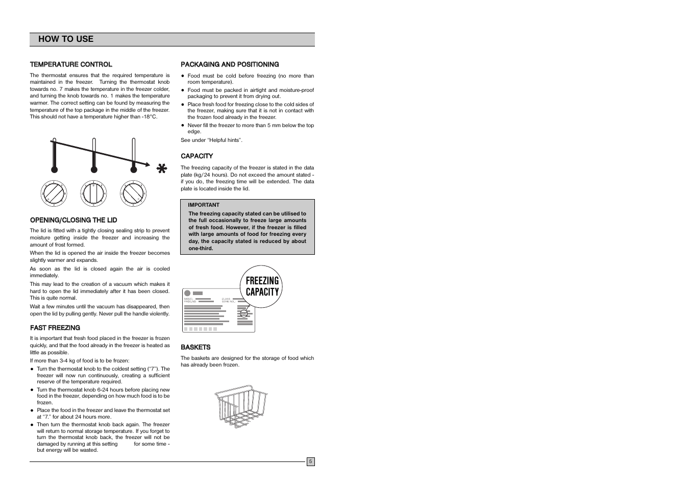 Freezing capacity | Electrolux EC 1109N User Manual | Page 5 / 12