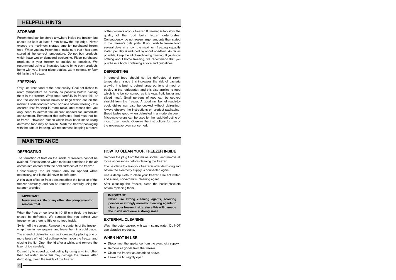 Helpful hints, Maintenance | Electrolux EC 1109N User Manual | Page 6 / 12