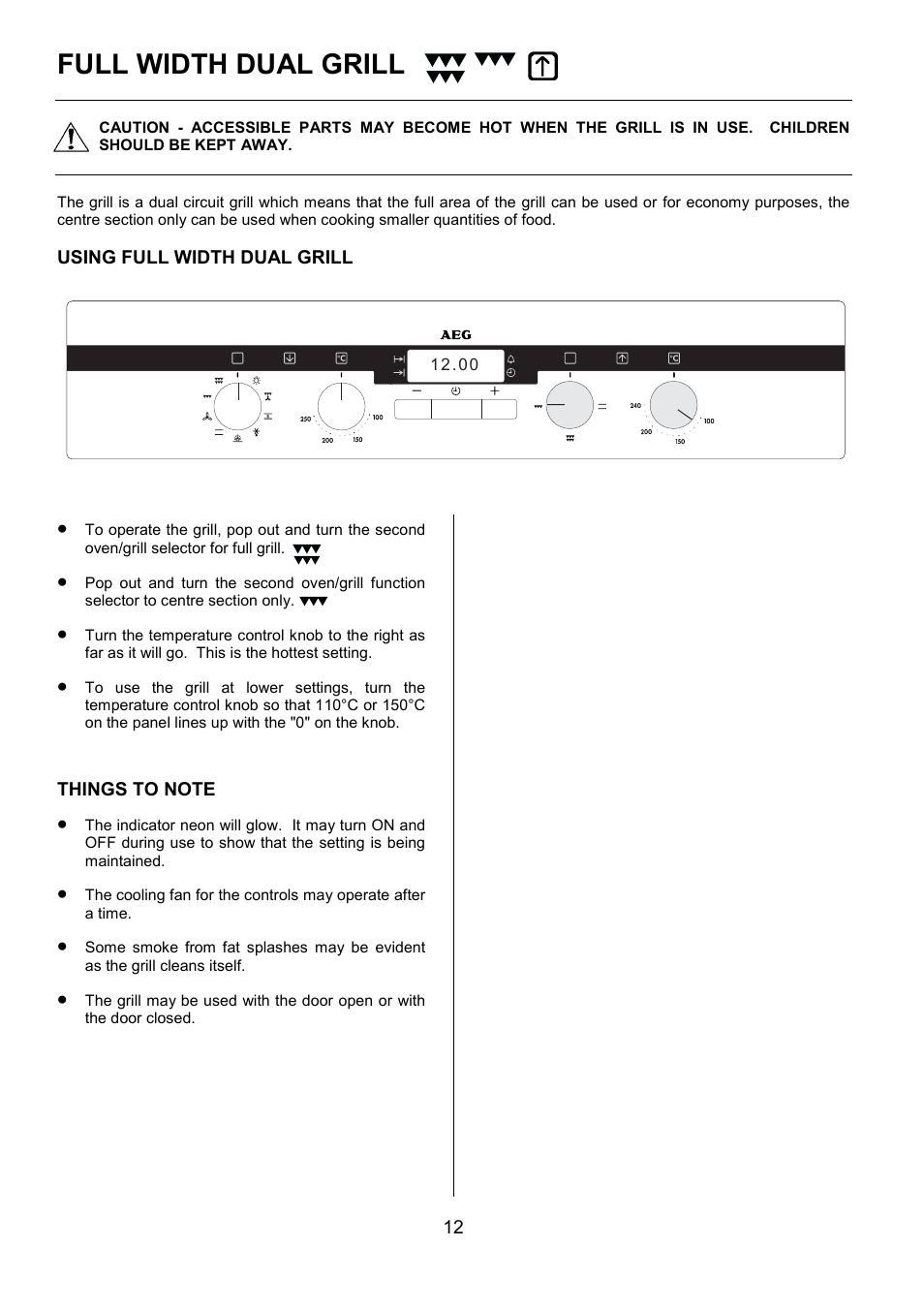 Full width dual grill | Electrolux D4101-4 User Manual | Page 12 / 48