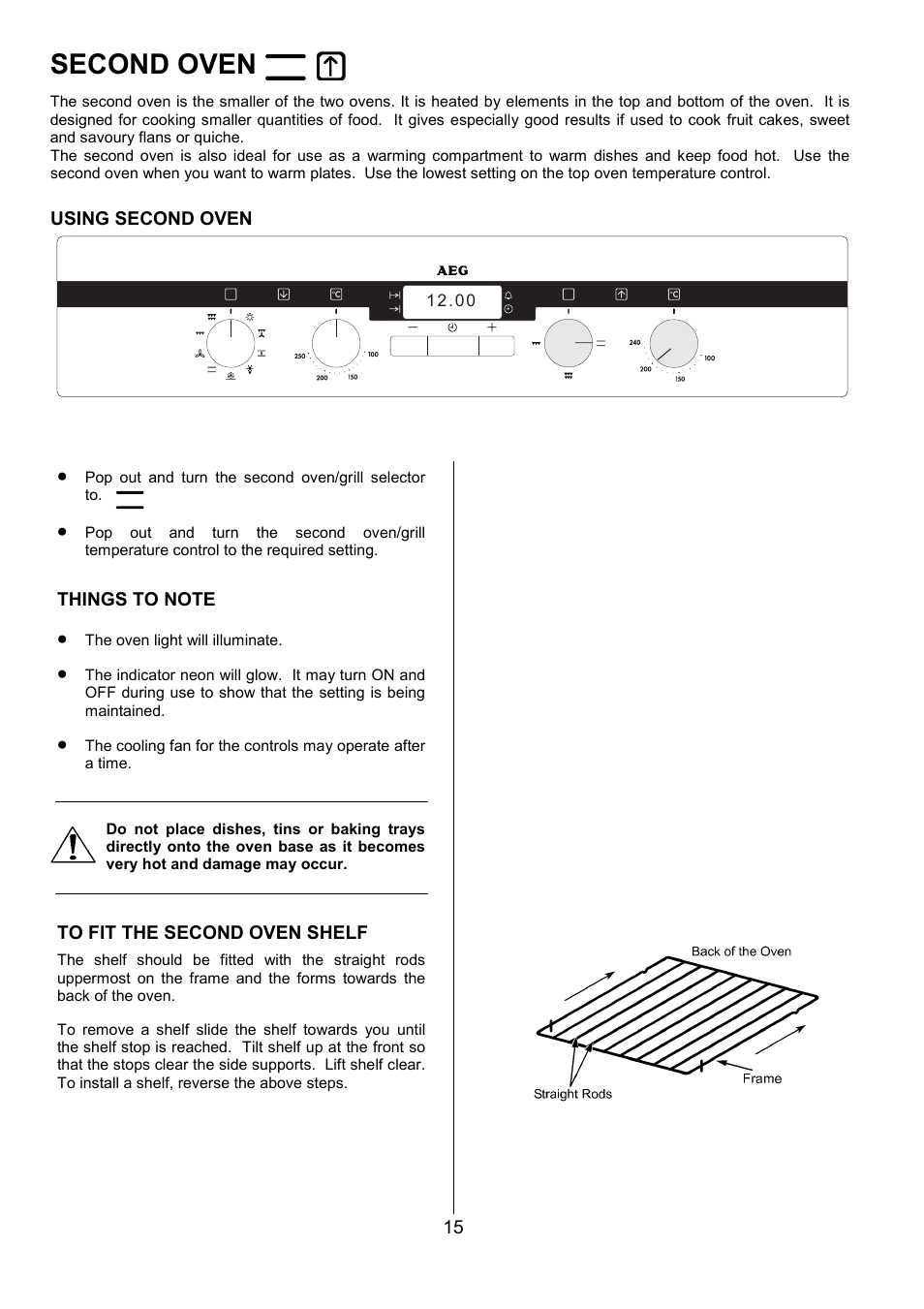Second oven | Electrolux D4101-4 User Manual | Page 15 / 48