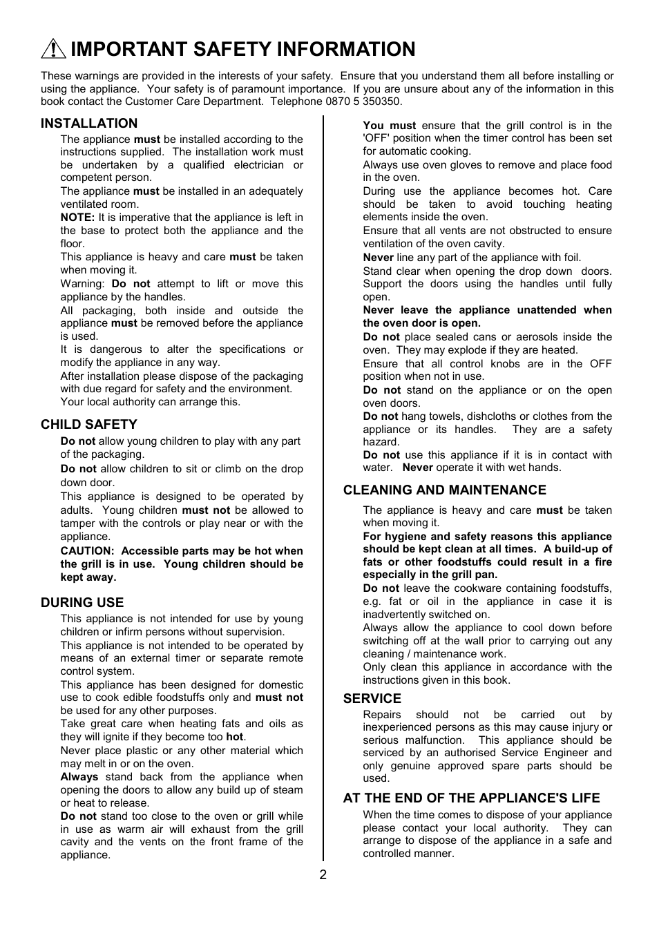 Important safety information | Electrolux D4101-4 User Manual | Page 2 / 48