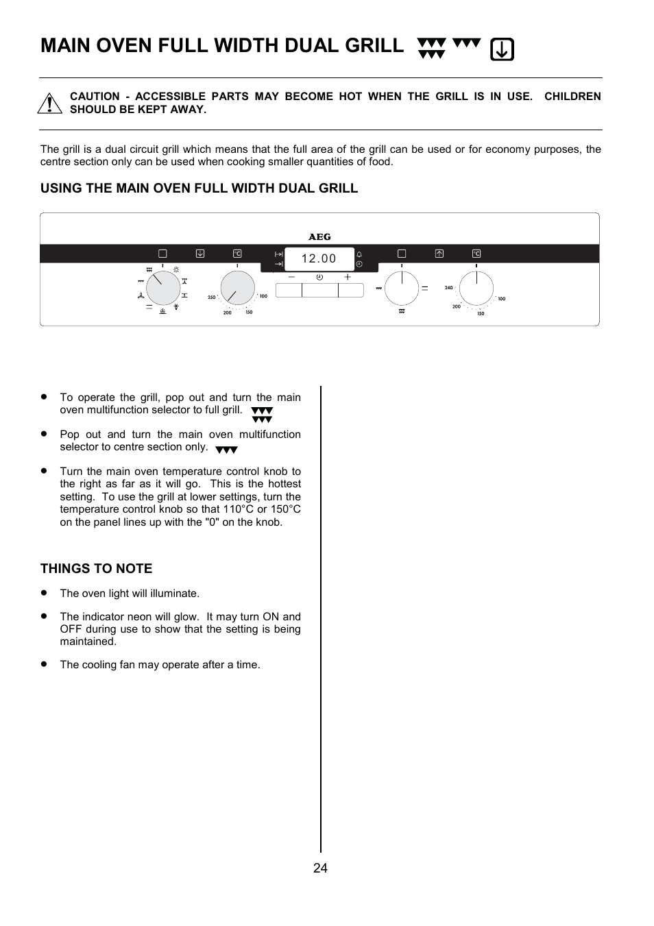 Main oven full width dual grill | Electrolux D4101-4 User Manual | Page 24 / 48