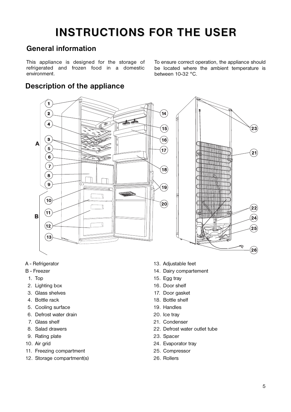 General information, Description of the appliance | Electrolux ENB 3440 User Manual | Page 5 / 20