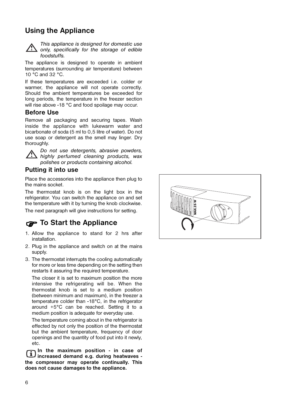 Using the appliance | Electrolux ENB 3440 User Manual | Page 6 / 20