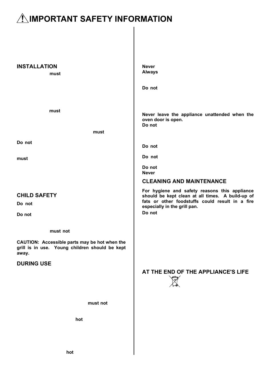 Important safety information | Electrolux D4101-5 User Manual | Page 2 / 44