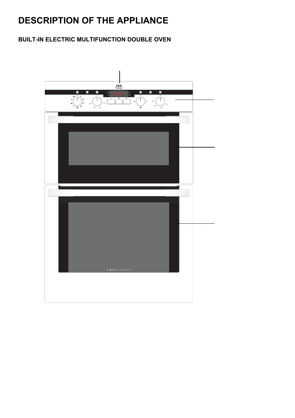 Description of the appliance, Built-in electric multifunction double oven | Electrolux D4101-5 User Manual | Page 4 / 44