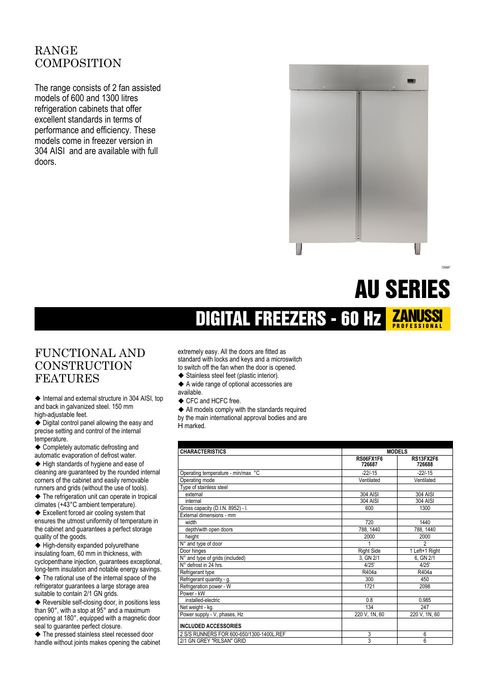Electrolux Zanussi Professional RS13FX2F6 User Manual | 4 pages