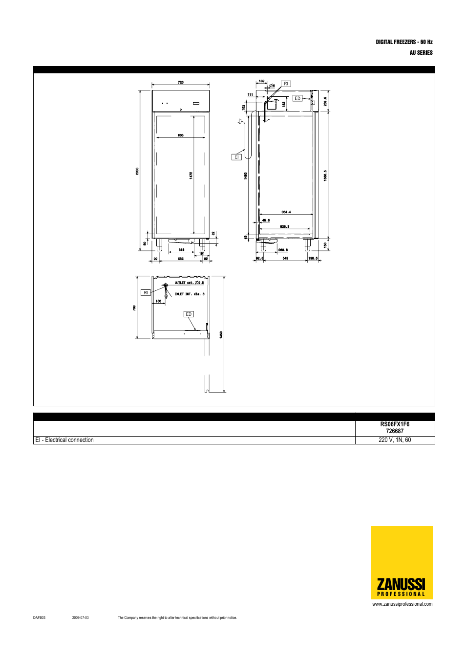 Zanussi | Electrolux Zanussi Professional RS13FX2F6 User Manual | Page 3 / 4