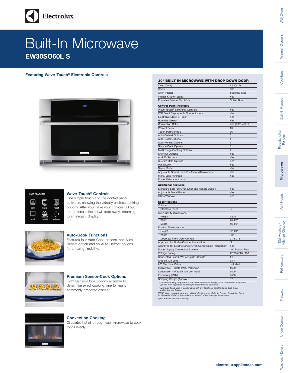 Electrolux Built-in Microwave EW30SO60L S User Manual | 7 pages