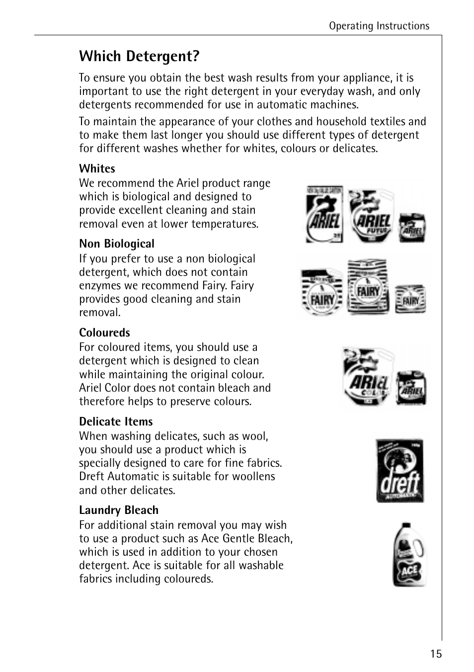 Which detergent | Electrolux 86720 User Manual | Page 15 / 52