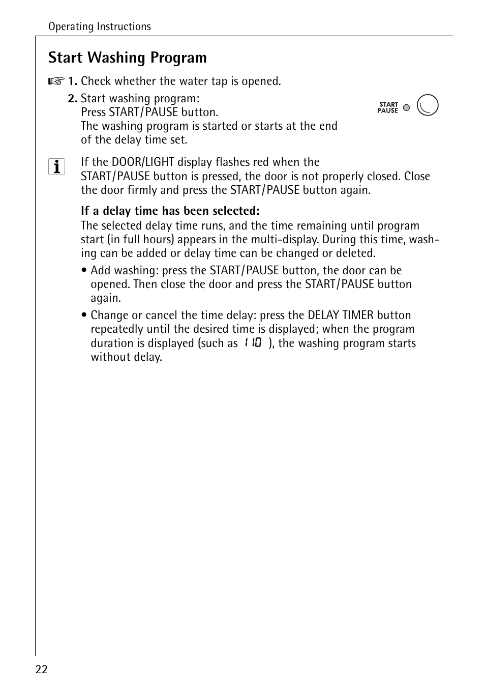 Start washing program | Electrolux 86720 User Manual | Page 22 / 52