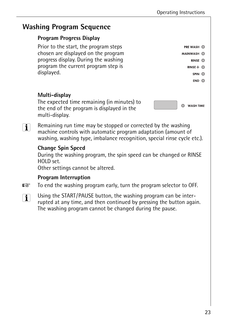 Washing program sequence | Electrolux 86720 User Manual | Page 23 / 52