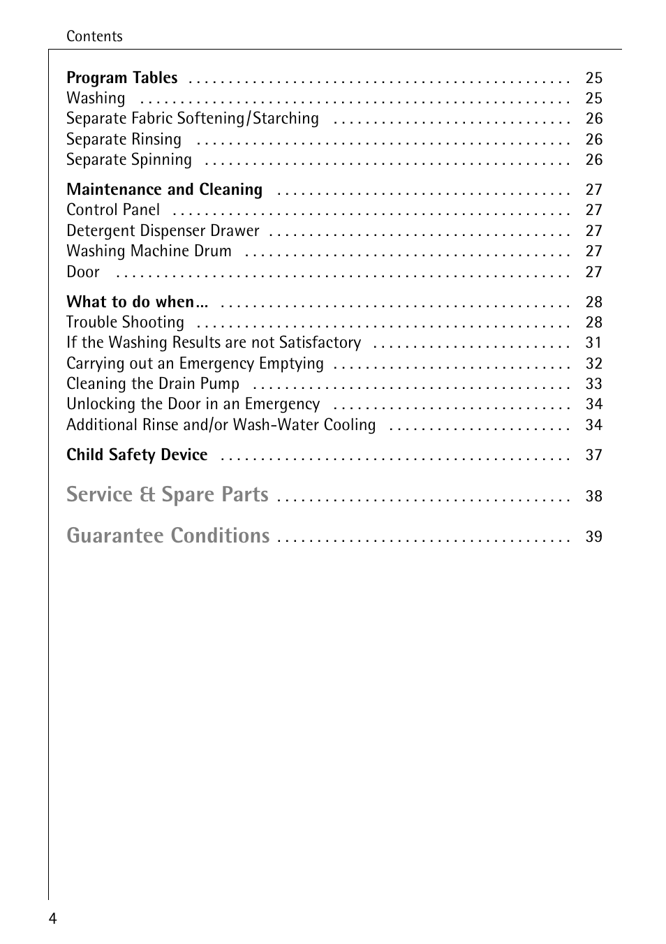 Service & spare parts, Guarantee conditions | Electrolux 86720 User Manual | Page 4 / 52