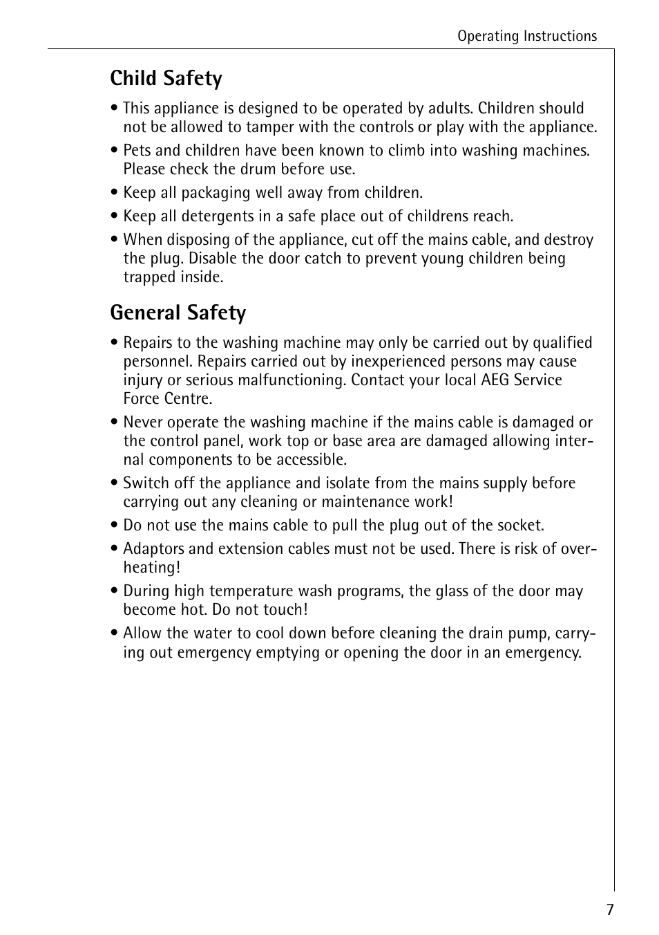 Child safety, General safety | Electrolux 86720 User Manual | Page 7 / 52