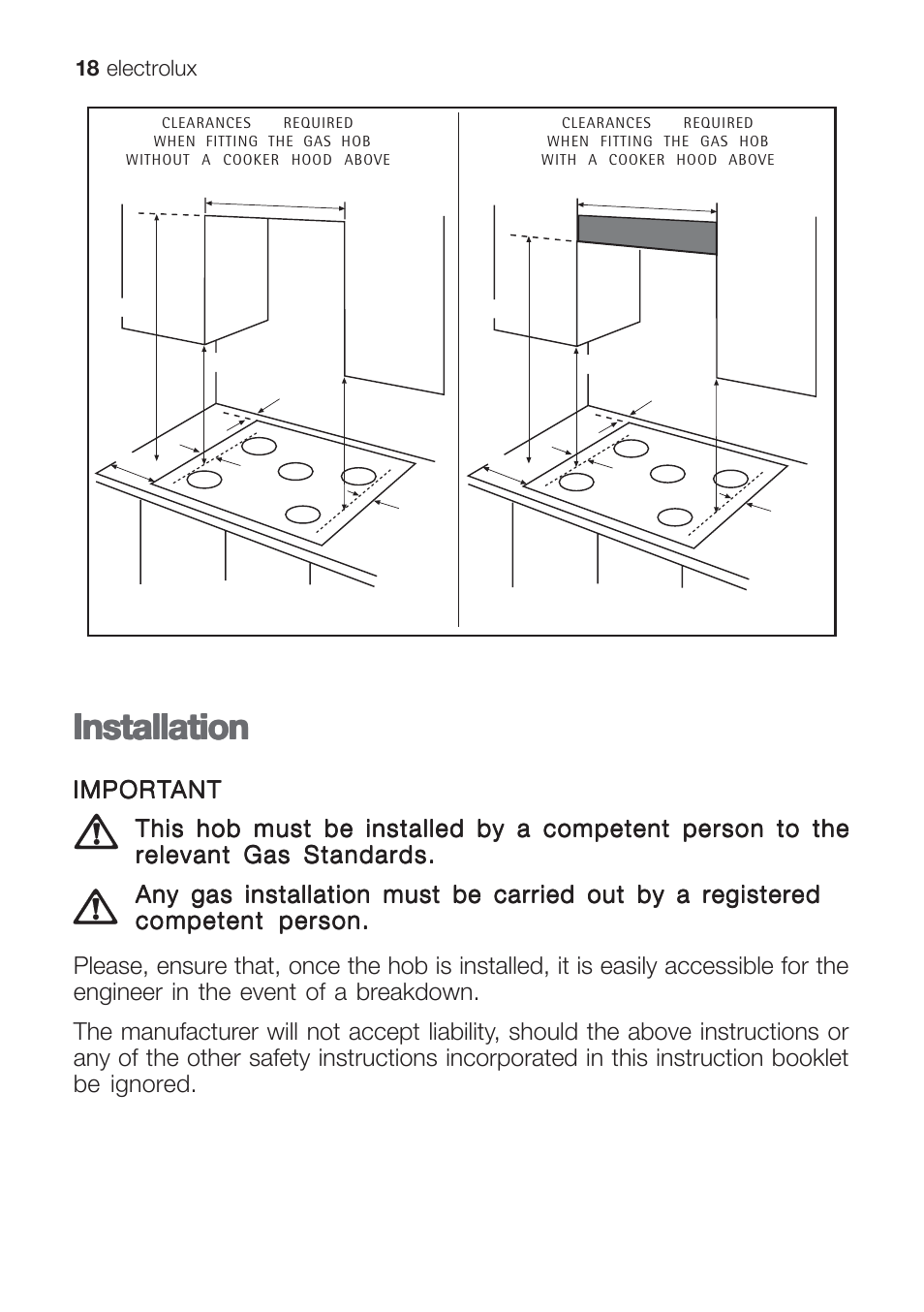 Installation | Electrolux U31216 EHG 7812 User Manual | Page 18 / 36